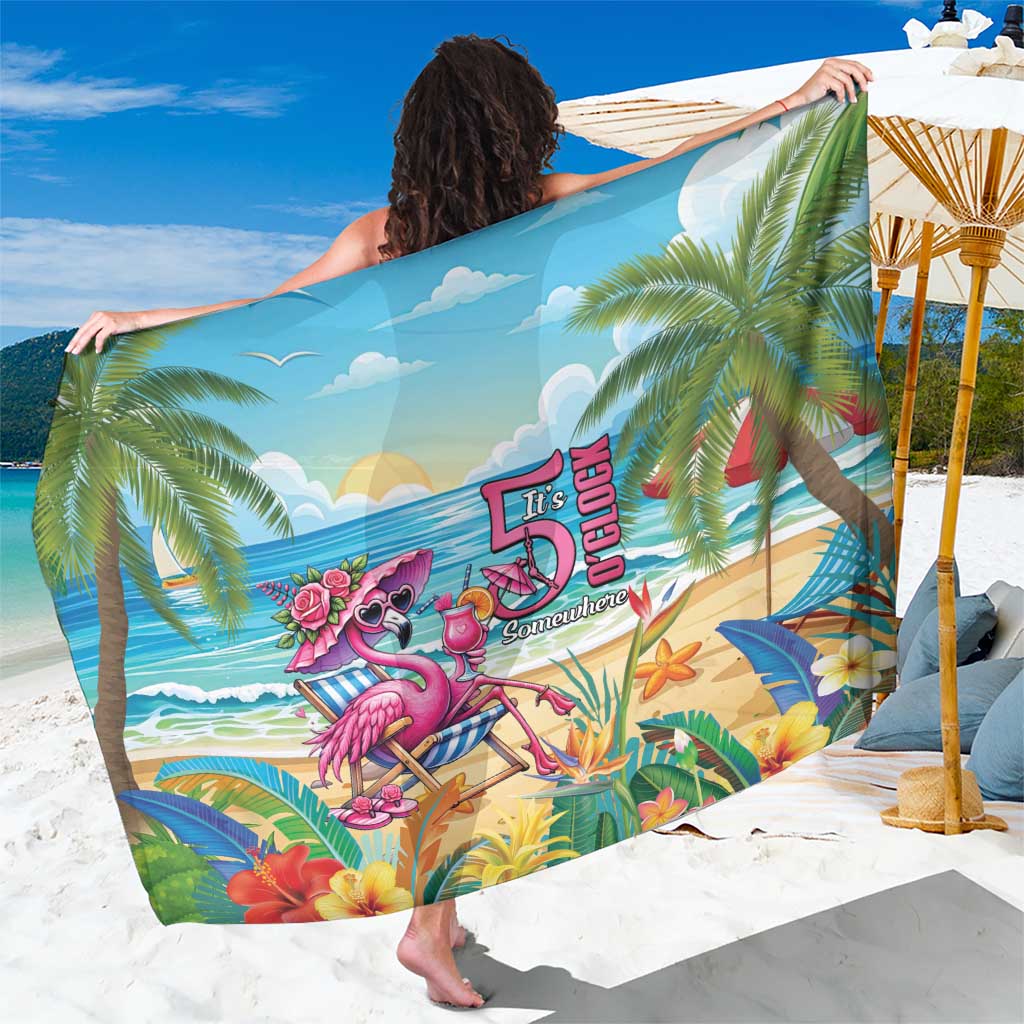 Flamingo Aloha Hawaii Sarong It's 5 O’Clock Somewhere Tropical Vibes - Polynesian Pride