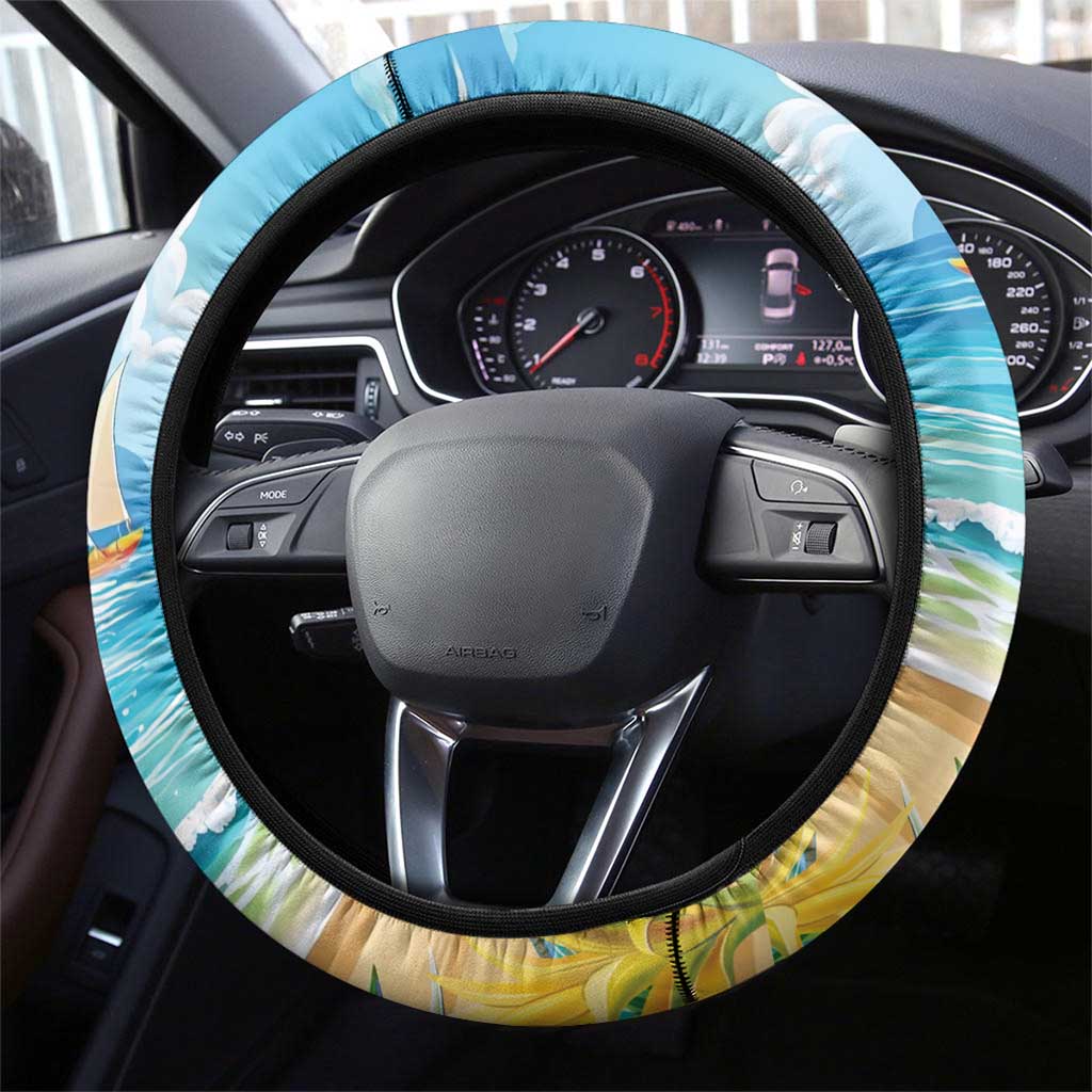 Flamingo Aloha Hawaii Steering Wheel Cover It's 5 O’Clock Somewhere Tropical Vibes - Polynesian Pride