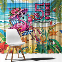 Flamingo Aloha Hawaii Window Curtain It's 5 O’Clock Somewhere Tropical Vibes - Polynesian Pride