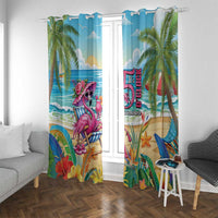 Flamingo Aloha Hawaii Window Curtain It's 5 O’Clock Somewhere Tropical Vibes - Polynesian Pride