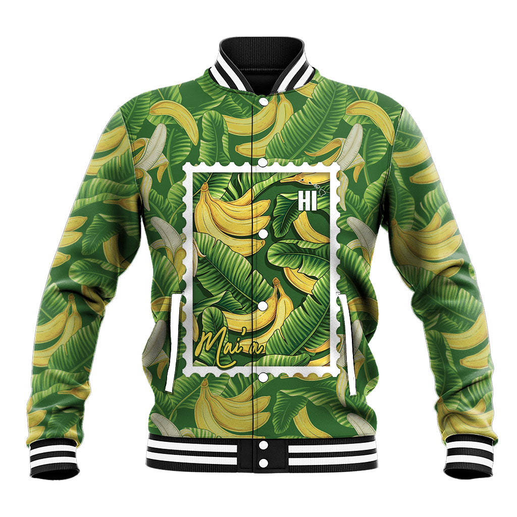 Aloha Hawaii Maia Baseball Jacket Hawaiian Banana Stylized Stamp