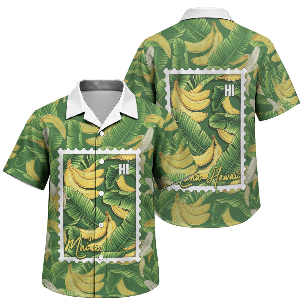 Aloha Hawaii Maia Family Matching Tank Maxi Dress and Hawaiian Shirt Hawaiian Banana Stylized Stamp LT14 Son's Shirt Green - Polynesian Pride