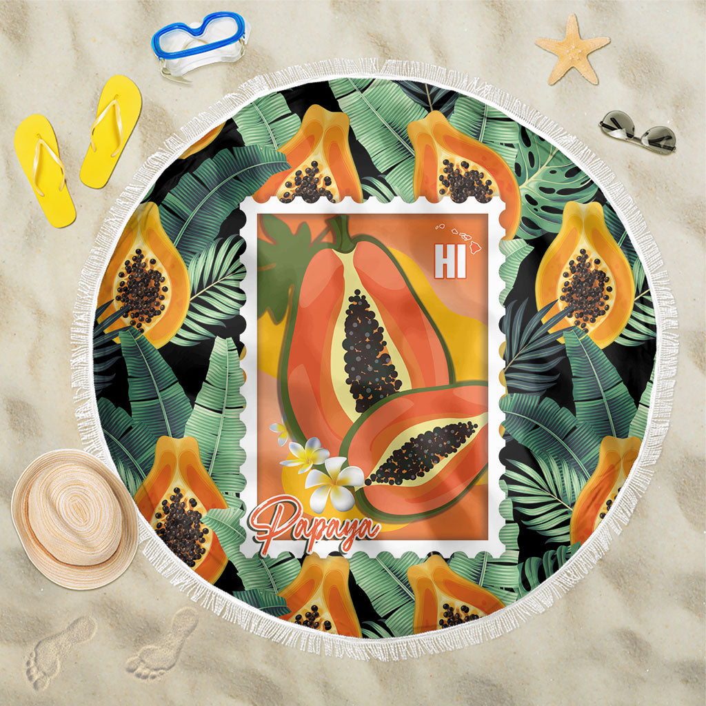 Aloha Hawaii Mikana Beach Blanket Hawaiian Papaya Stylized Stamp