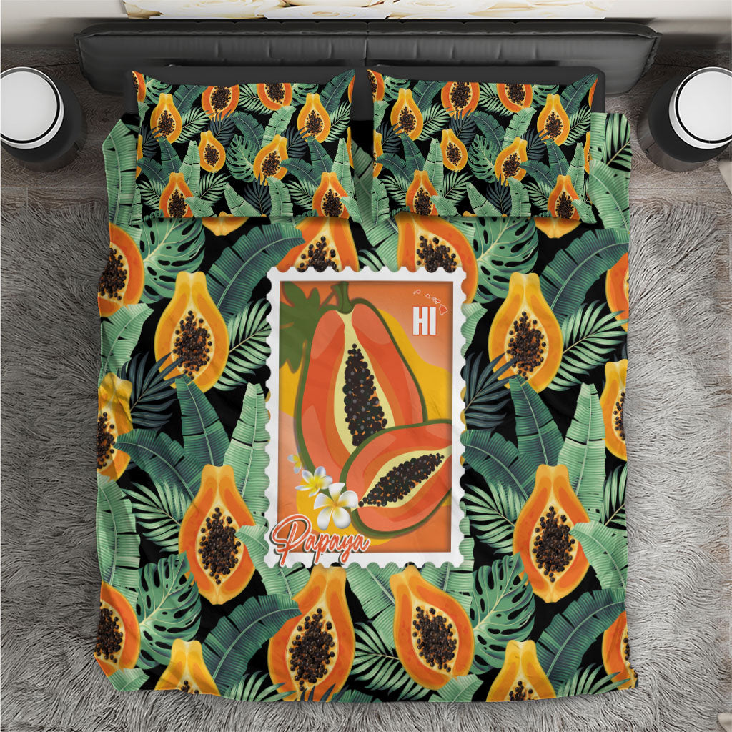 Aloha Hawaii Mikana Bedding Set Hawaiian Papaya Stylized Stamp