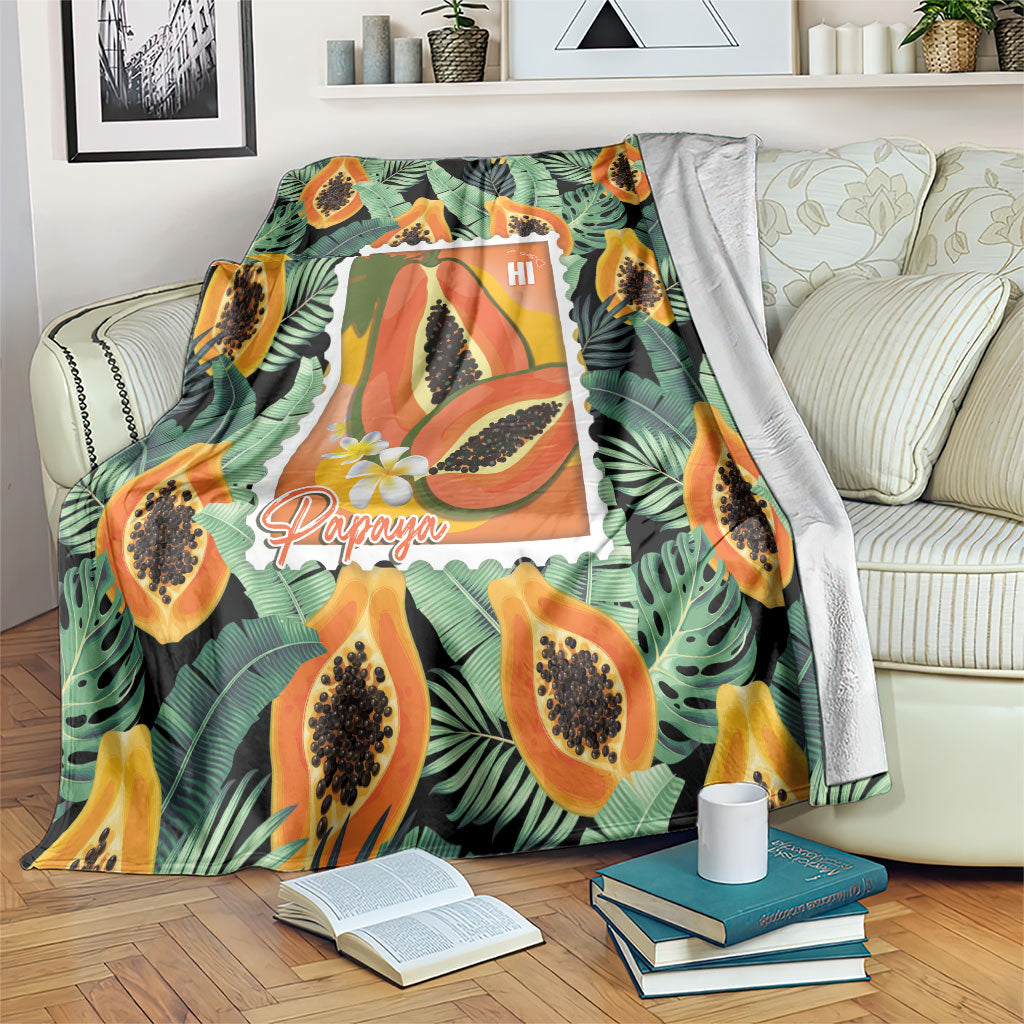 Aloha Hawaii Mikana Blanket Hawaiian Papaya Stylized Stamp