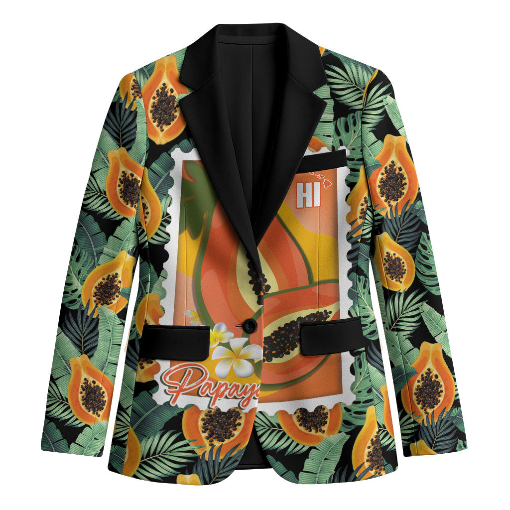 Aloha Hawaii Mikana Blazer Hawaiian Papaya Stylized Stamp LT14 Unisex Green - Polynesian Pride