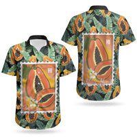 Aloha Hawaii Mikana Couples Matching Puletasi and Hawaiian Shirt Hawaiian Papaya Stylized Stamp LT14 - Polynesian Pride