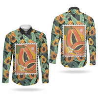 Aloha Hawaii Mikana Couples Matching Summer Maxi Dress and Long Sleeve Button Shirt Hawaiian Papaya Stylized Stamp LT14 - Polynesian Pride
