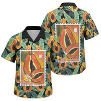 Aloha Hawaii Mikana Family Matching Summer Maxi Dress and Hawaiian Shirt Hawaiian Papaya Stylized Stamp LT14 Son's Shirt Green - Polynesian Pride