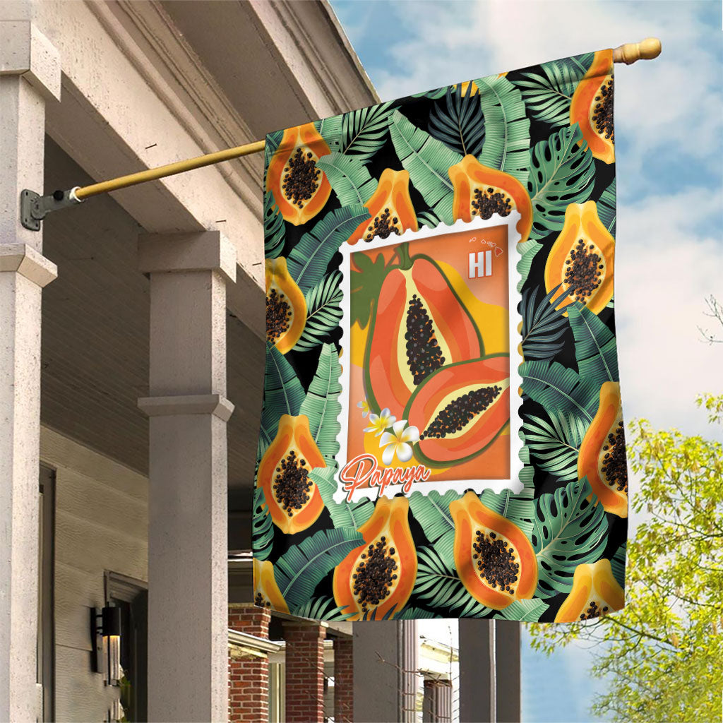Aloha Hawaii Mikana Garden Flag Hawaiian Papaya Stylized Stamp