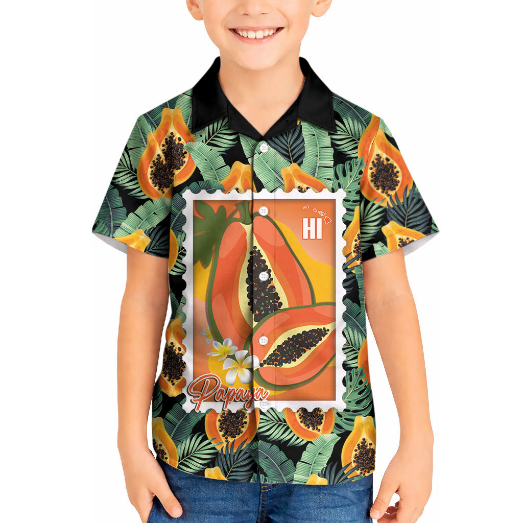 Aloha Hawaii Mikana Kid Hawaiian Shirt Hawaiian Papaya Stylized Stamp