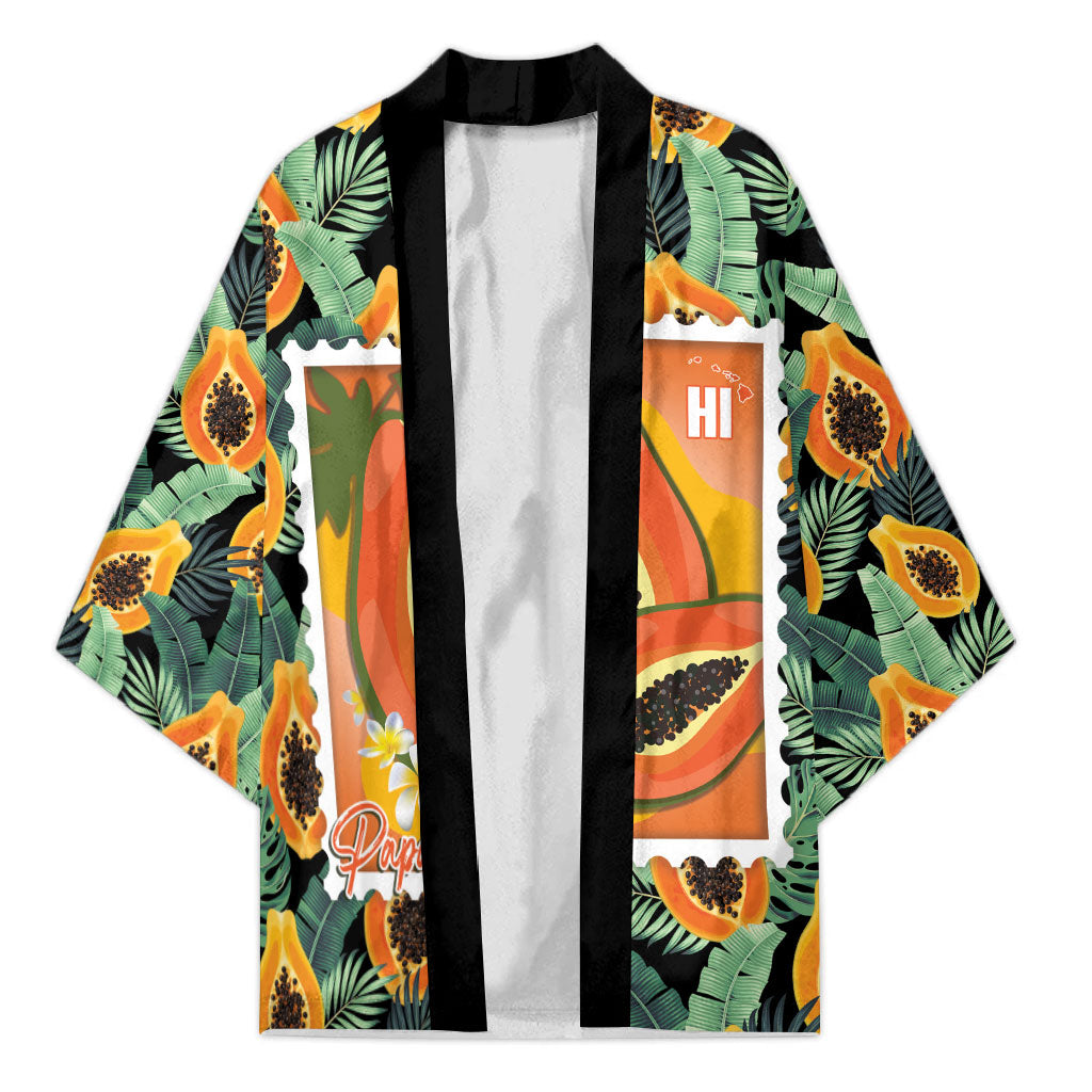 Aloha Hawaii Mikana Kimono Hawaiian Papaya Stylized Stamp LT14 Unisex Green - Polynesian Pride