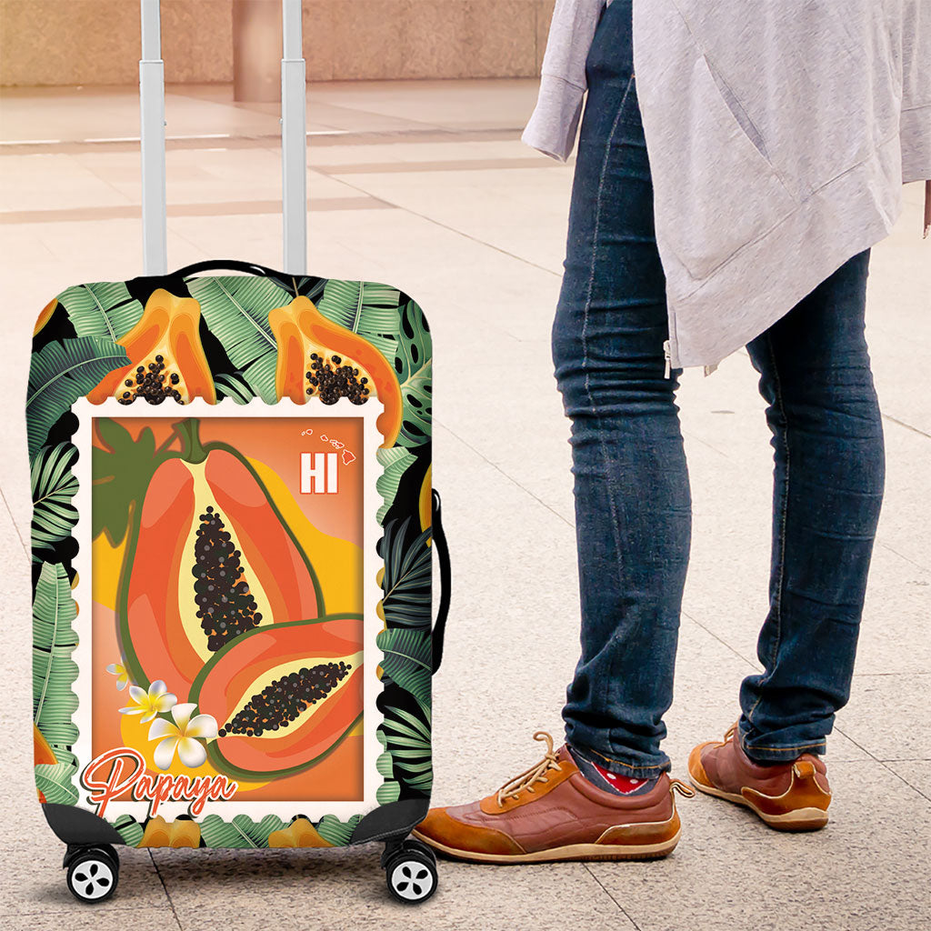 Aloha Hawaii Mikana Luggage Cover Hawaiian Papaya Stylized Stamp