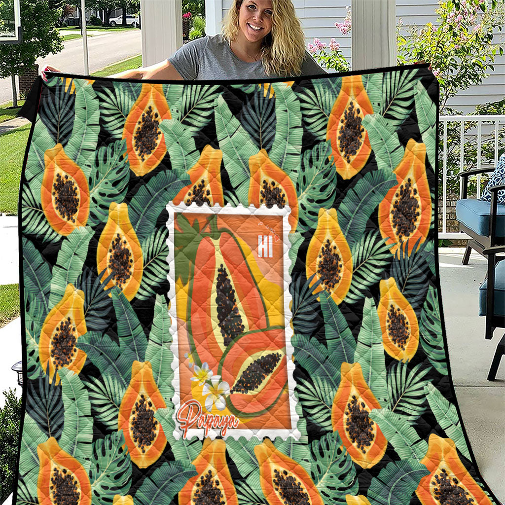 Aloha Hawaii Mikana Quilt Hawaiian Papaya Stylized Stamp