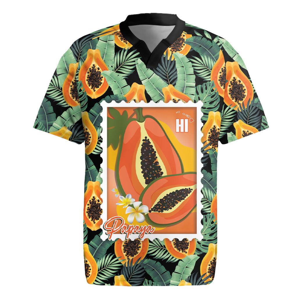 Aloha Hawaii Mikana Rugby Jersey Hawaiian Papaya Stylized Stamp