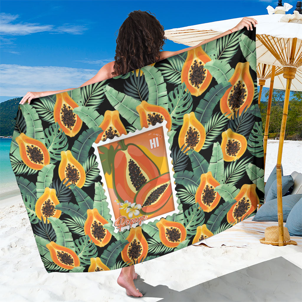 Aloha Hawaii Mikana Sarong Hawaiian Papaya Stylized Stamp