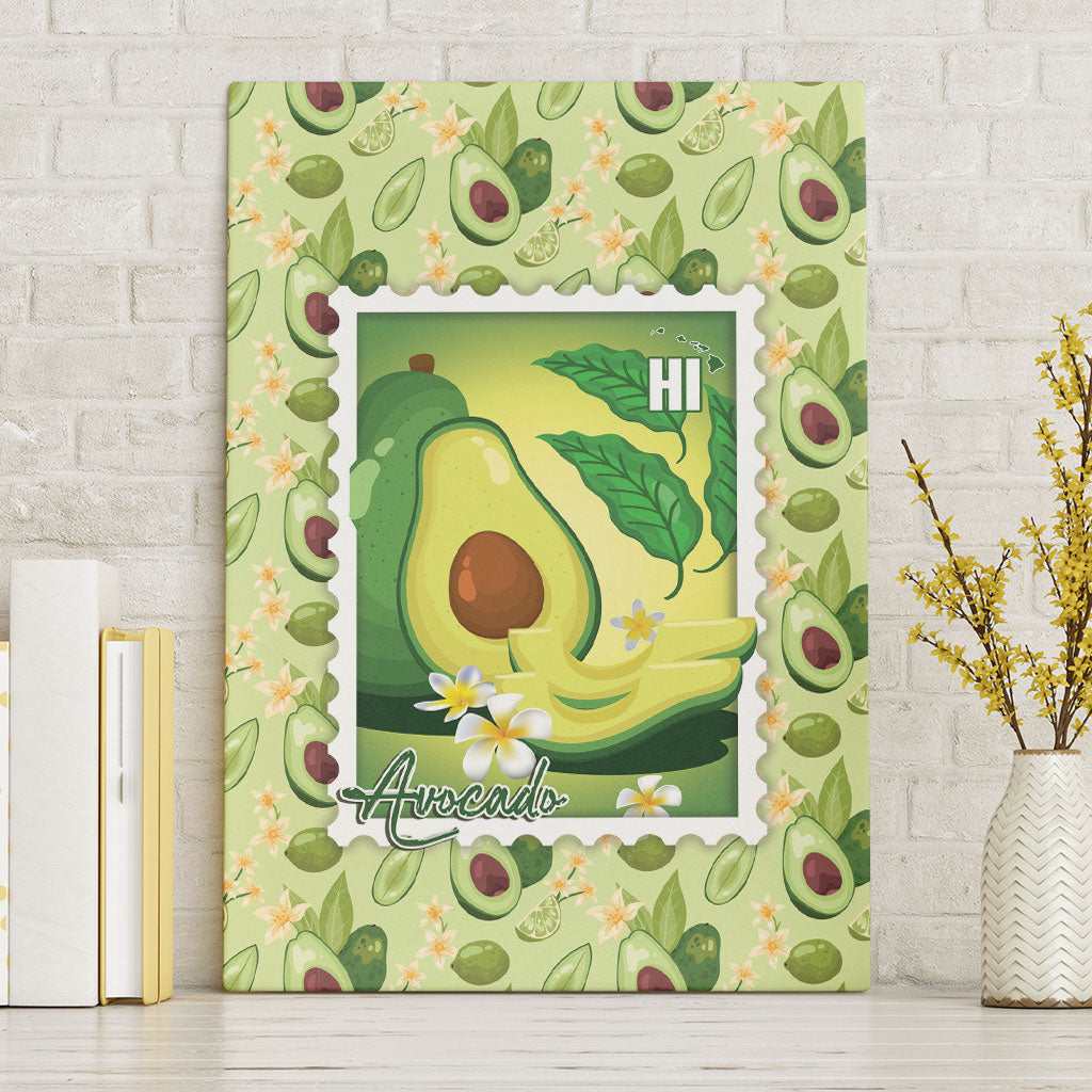 Aloha Hawaii Avocado Canvas Wall Art Hawaiian Fruit Stylized Stamp