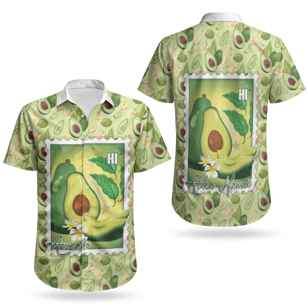 Aloha Hawaii Avocado Couples Matching Short Sleeve Bodycon Dress and Hawaiian Shirt Hawaiian Fruit Stylized Stamp LT14 - Polynesian Pride