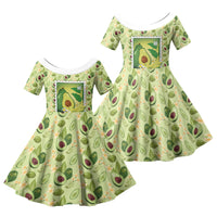 Aloha Hawaii Avocado Family Matching Long Sleeve Bodycon Dress and Hawaiian Shirt Hawaiian Fruit Stylized Stamp LT14 Daughter's Dress Green - Polynesian Pride