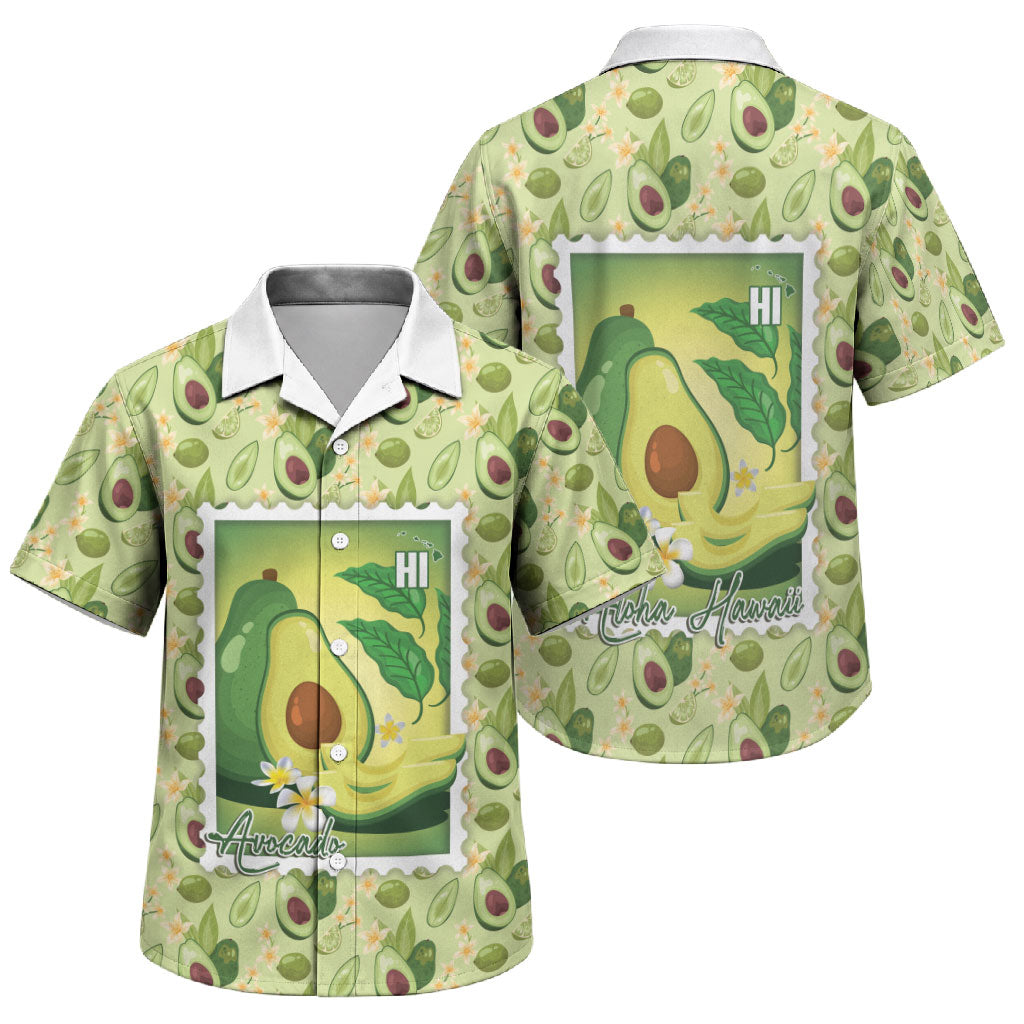 Aloha Hawaii Avocado Family Matching Puletasi and Hawaiian Shirt Hawaiian Fruit Stylized Stamp LT14 Son's Shirt Green - Polynesian Pride