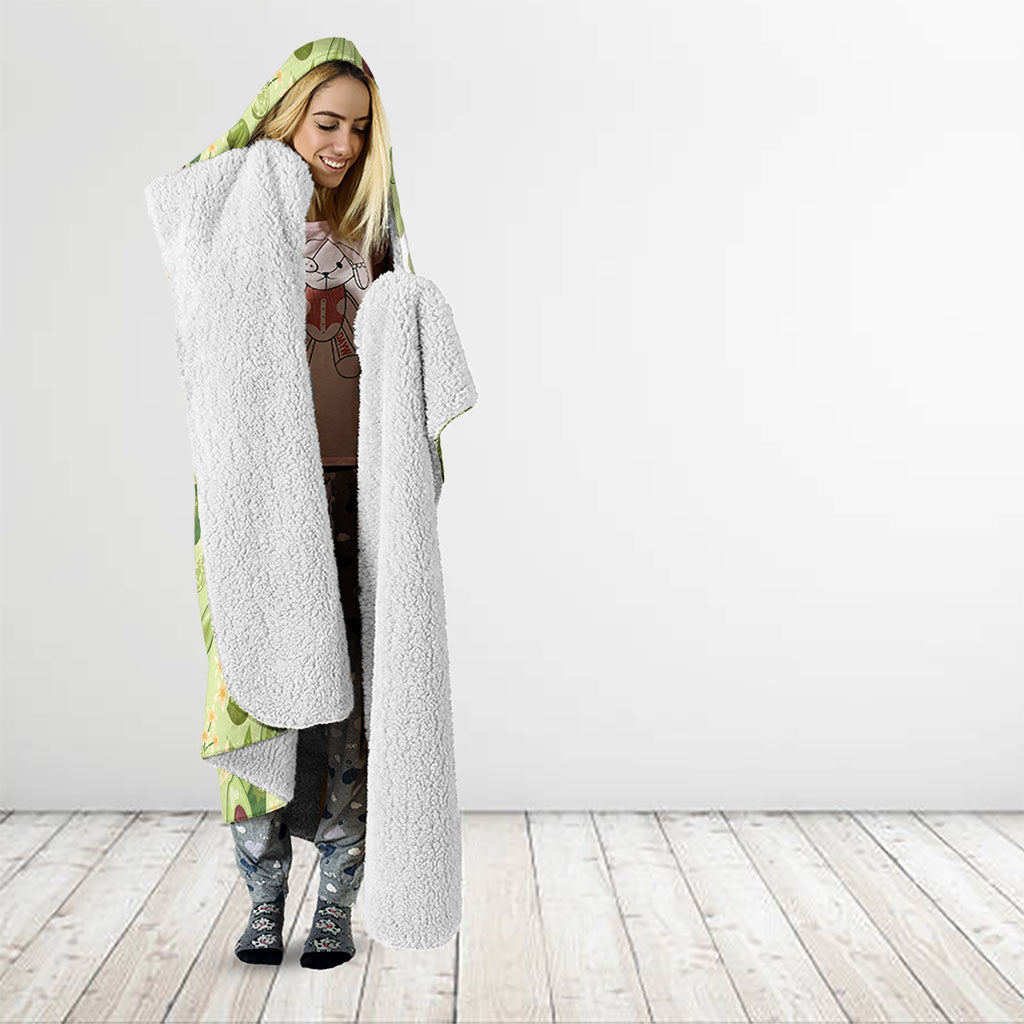 Aloha Hawaii Avocado Hooded Blanket Hawaiian Fruit Stylized Stamp LT14 - Polynesian Pride