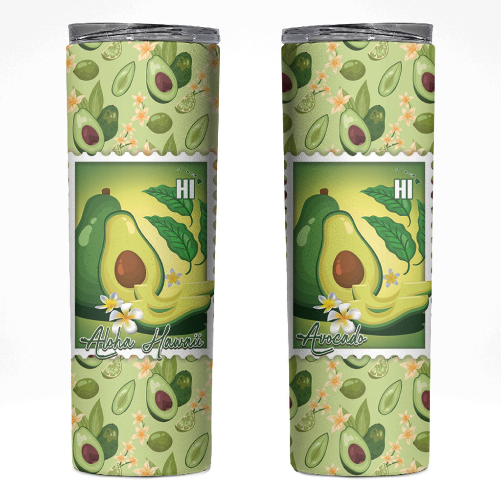 Aloha Hawaii Avocado Skinny Tumbler Hawaiian Fruit Stylized Stamp