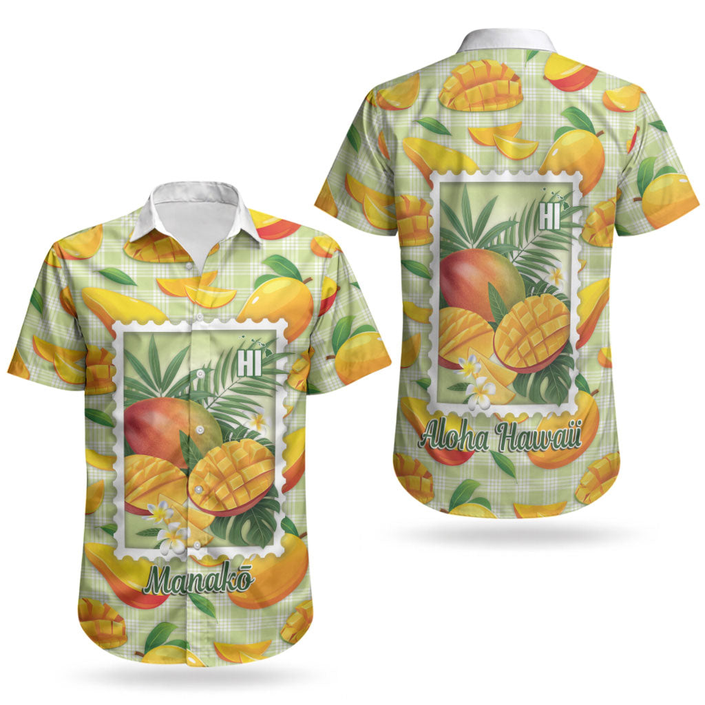 Aloha Hawaii Manako Palaka Motifs Couples Matching Long Sleeve Bodycon Dress and Hawaiian Shirt Hawaiian Mango Stylized Stamp LT14 - Polynesian Pride