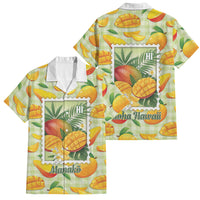 Aloha Hawaii Manako Palaka Motifs Family Matching Long Sleeve Bodycon Dress and Hawaiian Shirt Hawaiian Mango Stylized Stamp LT14 Dad's Shirt - Short Sleeve Yellow - Polynesian Pride