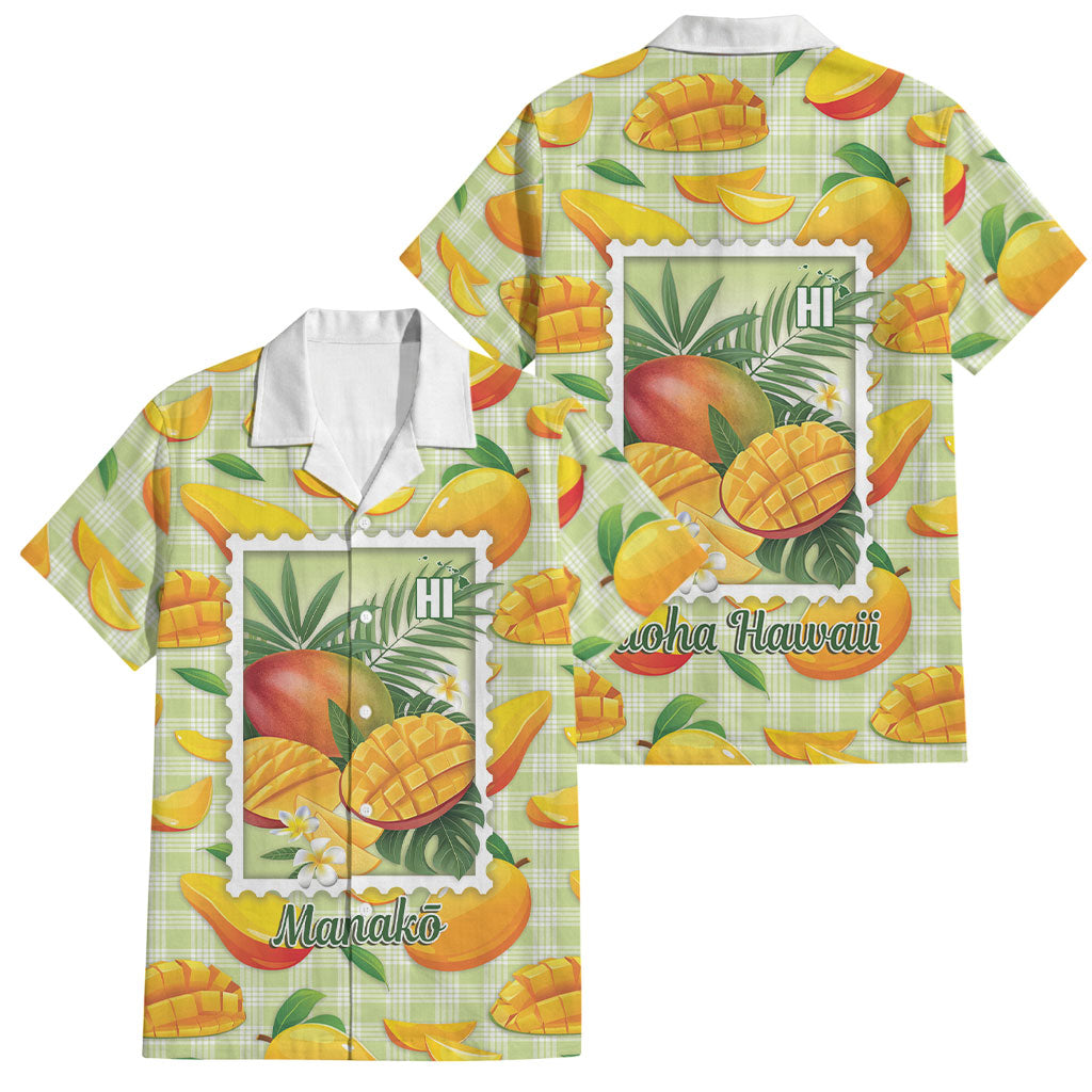 Aloha Hawaii Manako Palaka Motifs Family Matching Mermaid Dress and Hawaiian Shirt Hawaiian Mango Stylized Stamp LT14 Dad's Shirt - Short Sleeve Yellow - Polynesian Pride