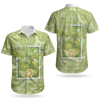 Aloha Hawaii Ulu Palaka Motifs Couples Matching Off Shoulder Short Dress and Hawaiian Shirt Hawaiian Breadfruit Stylized Stamp LT14 - Polynesian Pride