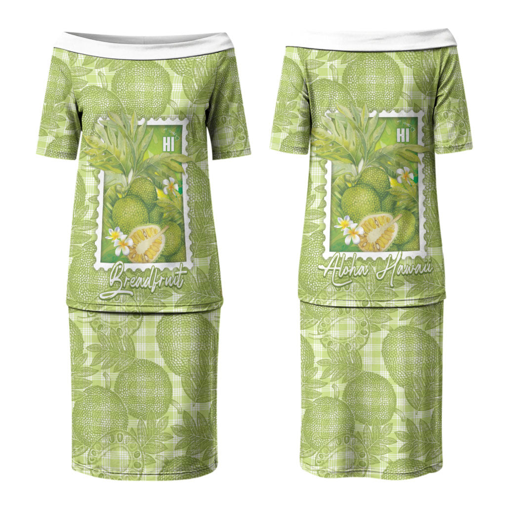 Aloha Hawaii Ulu Palaka Motifs Couples Matching Puletasi and Hawaiian Shirt Hawaiian Breadfruit Stylized Stamp LT14 - Polynesian Pride