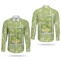 Aloha Hawaii Ulu Palaka Motifs Couples Matching Puletasi and Long Sleeve Button Shirt Hawaiian Breadfruit Stylized Stamp LT14 - Polynesian Pride