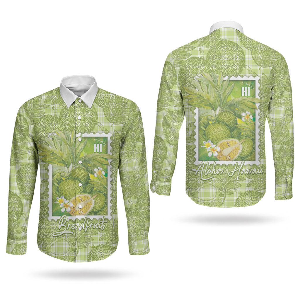 Aloha Hawaii Ulu Palaka Motifs Couples Matching Tank Maxi Dress and Long Sleeve Button Shirt Hawaiian Breadfruit Stylized Stamp LT14 - Polynesian Pride