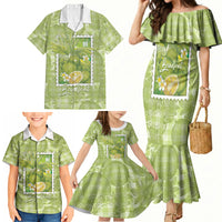 Aloha Hawaii Ulu Palaka Motifs Family Matching Mermaid Dress and Hawaiian Shirt Hawaiian Breadfruit Stylized Stamp LT14 - Polynesian Pride