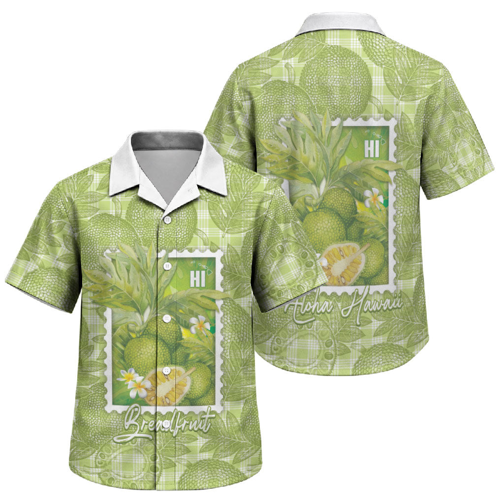 Aloha Hawaii Ulu Palaka Motifs Family Matching Short Sleeve Bodycon Dress and Hawaiian Shirt Hawaiian Breadfruit Stylized Stamp LT14 Son's Shirt Green - Polynesian Pride