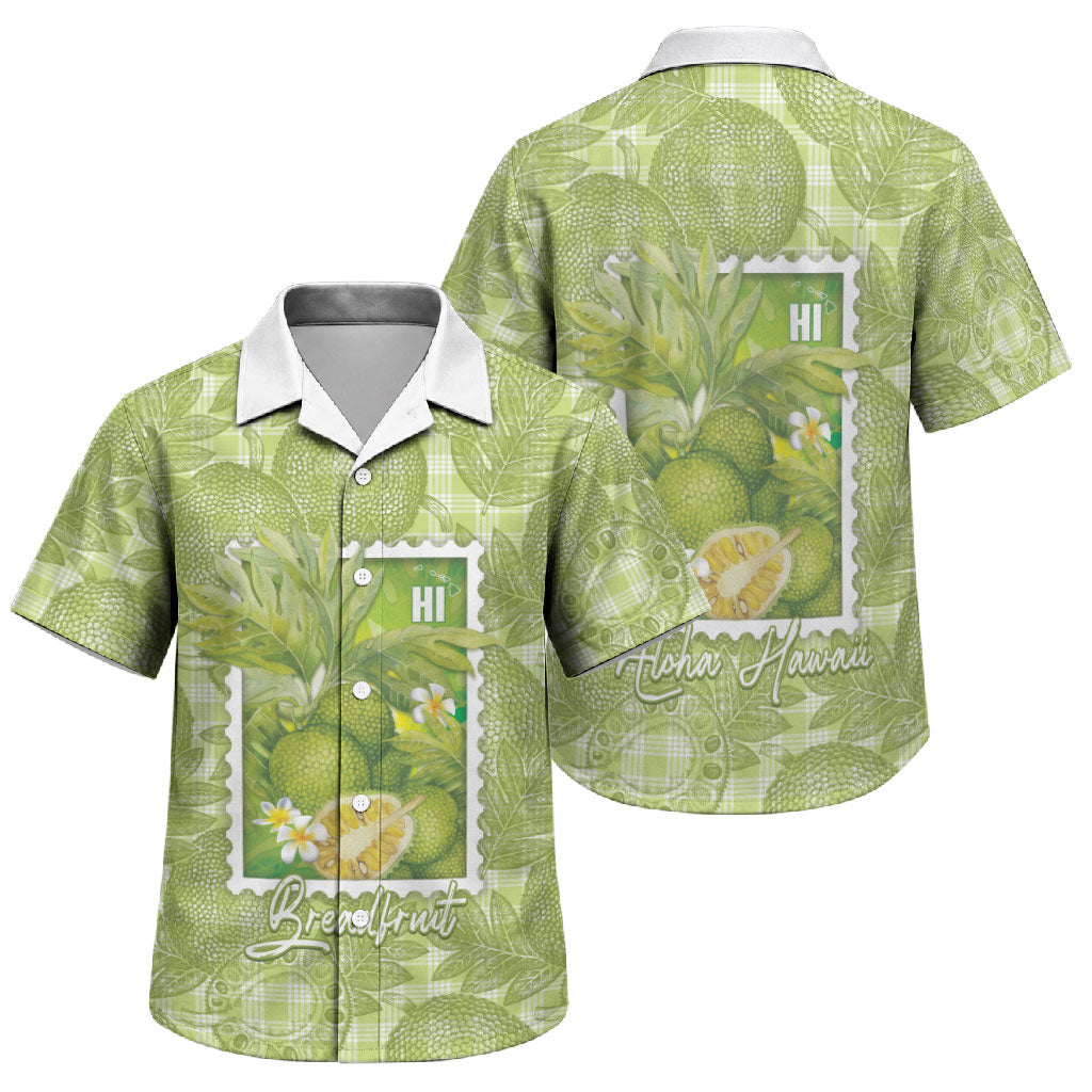 Aloha Hawaii Ulu Palaka Motifs Family Matching Tank Maxi Dress and Hawaiian Shirt Hawaiian Breadfruit Stylized Stamp LT14 Son's Shirt Green - Polynesian Pride