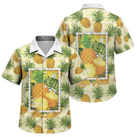Aloha Hawaii Hala Kahiki Palaka Motifs Family Matching Off The Shoulder Long Sleeve Dress and Hawaiian Shirt Hawaiian Pineapple Stylized Stamp LT14 Son's Shirt Yellow - Polynesian Pride