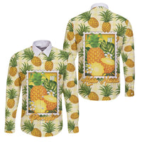 Aloha Hawaii Hala Kahiki Palaka Motifs Family Matching Summer Maxi Dress and Hawaiian Shirt Hawaiian Pineapple Stylized Stamp LT14 Dad's Shirt - Long Sleeve Yellow - Polynesian Pride