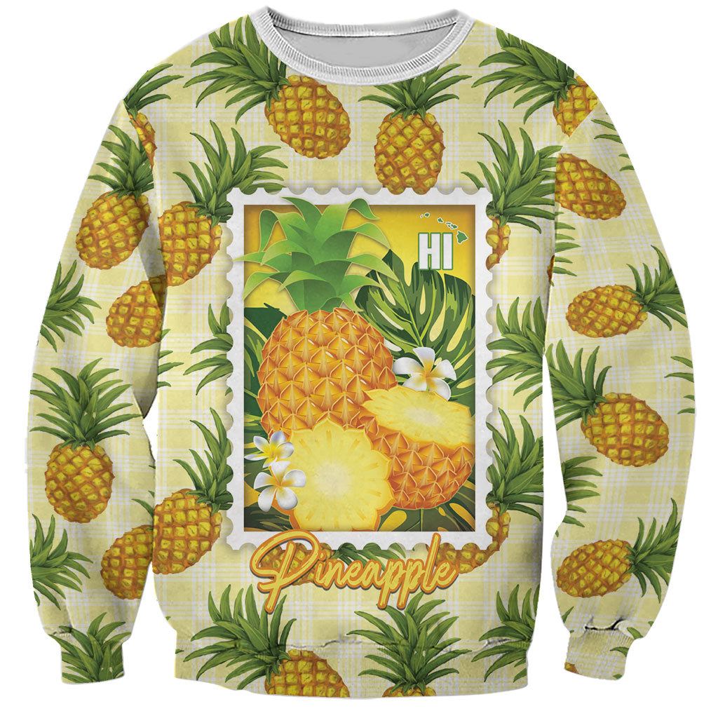 Aloha Hawaii Hala Kahiki Palaka Motifs Sweatshirt Hawaiian Pineapple Stylized Stamp