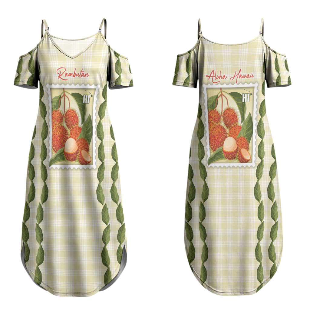 Aloha Hawaii Rambutan Palaka Motifs Couples Matching Summer Maxi Dress and Hawaiian Shirt Hawaiian Fruit Stylized Stamp LT14 - Polynesian Pride