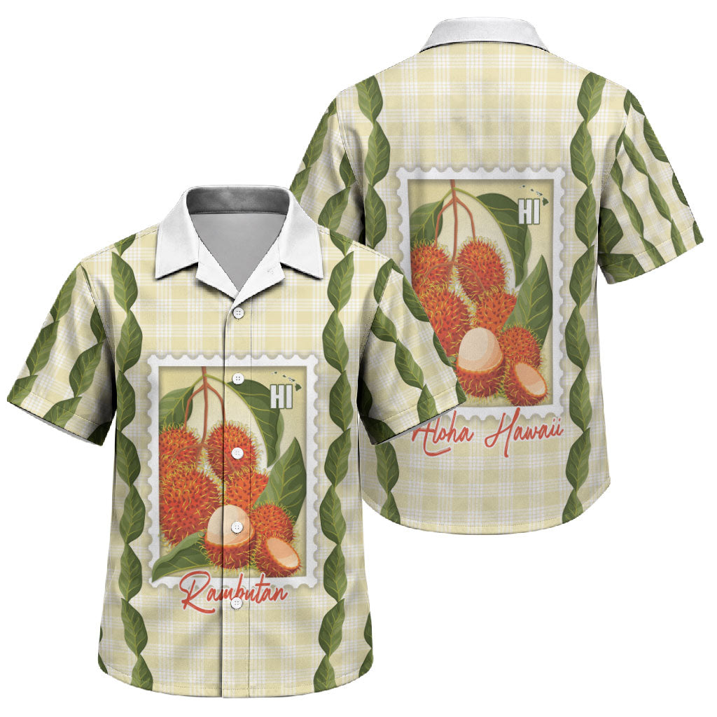 Aloha Hawaii Rambutan Palaka Motifs Family Matching Tank Maxi Dress and Hawaiian Shirt Hawaiian Fruit Stylized Stamp LT14 Son's Shirt Yellow - Polynesian Pride