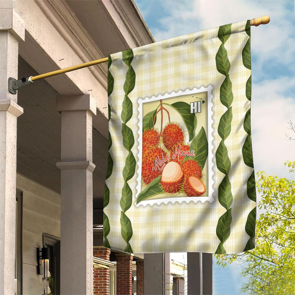 Aloha Hawaii Rambutan Palaka Motifs Garden Flag Hawaiian Fruit Stylized Stamp
