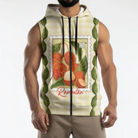 Aloha Hawaii Rambutan Palaka Motifs Sleeveless Zip Hoodie Hawaiian Fruit Stylized Stamp LT14 - Polynesian Pride