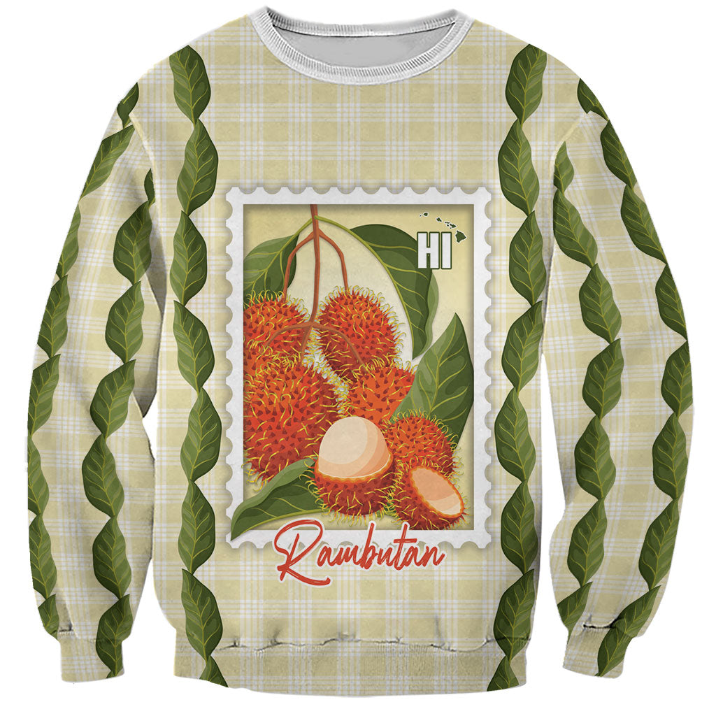 Aloha Hawaii Rambutan Palaka Motifs Sweatshirt Hawaiian Fruit Stylized Stamp
