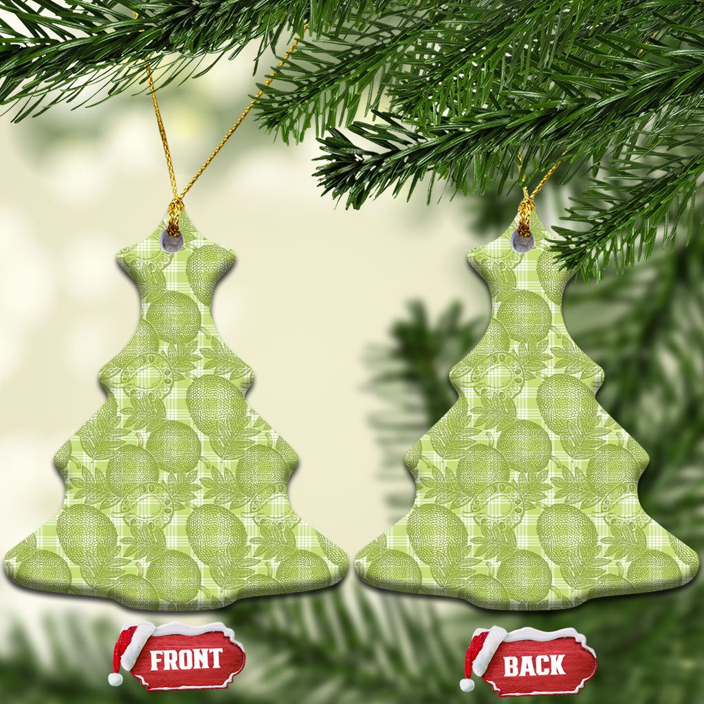 Omaomao Hawaii Breadfruit Palaka Motifs Ceramic Ornament LT14 Christmas Tree Green - Polynesian Pride