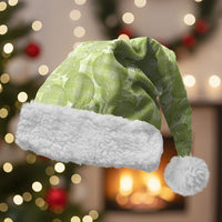 Omaomao Hawaii Breadfruit Palaka Motifs Christmas Santa Hat LT14 With Fur Green - Polynesian Pride