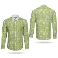 Omaomao Hawaii Breadfruit Palaka Motifs Couples Matching Long Sleeve Bodycon Dress and Long Sleeve Button Shirt LT14 - Polynesian Pride
