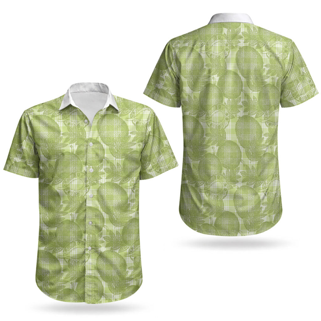 Omaomao Hawaii Breadfruit Palaka Motifs Couples Matching Short Sleeve Bodycon Dress and Hawaiian Shirt LT14 - Polynesian Pride