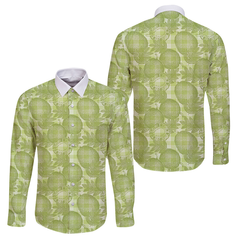 Omaomao Hawaii Breadfruit Palaka Motifs Family Matching Long Sleeve Bodycon Dress and Hawaiian Shirt LT14 Dad's Shirt - Long Sleeve Green - Polynesian Pride