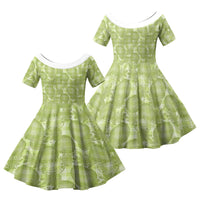Omaomao Hawaii Breadfruit Palaka Motifs Family Matching Puletasi and Hawaiian Shirt LT14 Daughter's Dress Green - Polynesian Pride